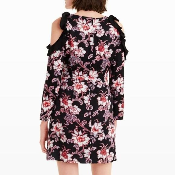 Club Monaco Teodora Cold-Shoulder Floral Print Mini Dress Size 4. - Picture 2 of 12